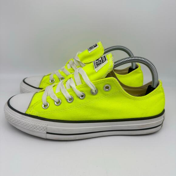 Converse All Star Neon Yellow Low Top Fashion Sneakers Womens Size 8 Mens 6 - Picture 2 of 13